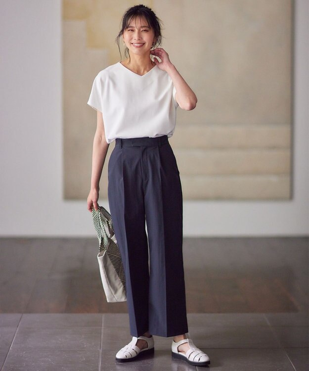 ANY L Vネックフレンチスリーブ プルオーバー オフ