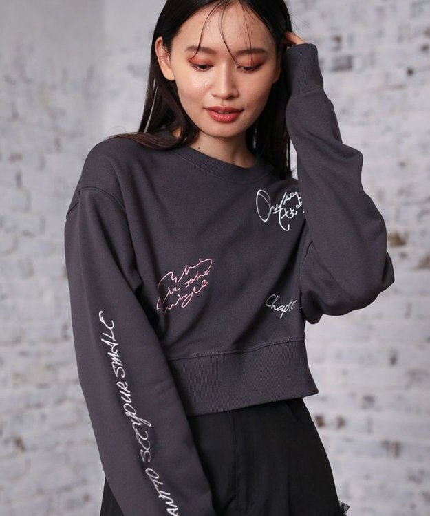 Green Parks ・ＥＬＥＮＣＡＲＥ　ＤＵＥ　ロゴ刺繍ショートスウェッ Charcoal Gray