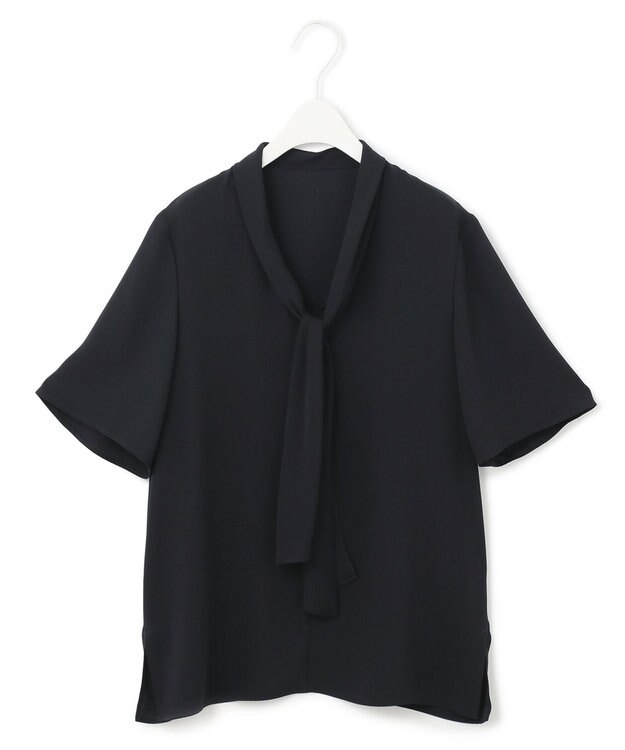 ICB 【洗える】BackSatinAmunzen  ボウタイブラウス ネイビー系