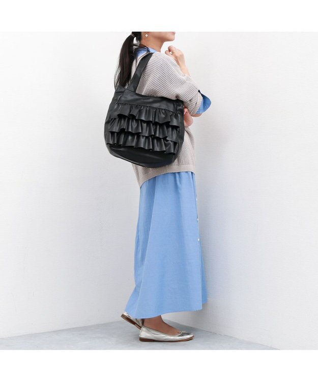 UNBILLION カシュカシュ cachecache / フリルトートバッグ ブラック