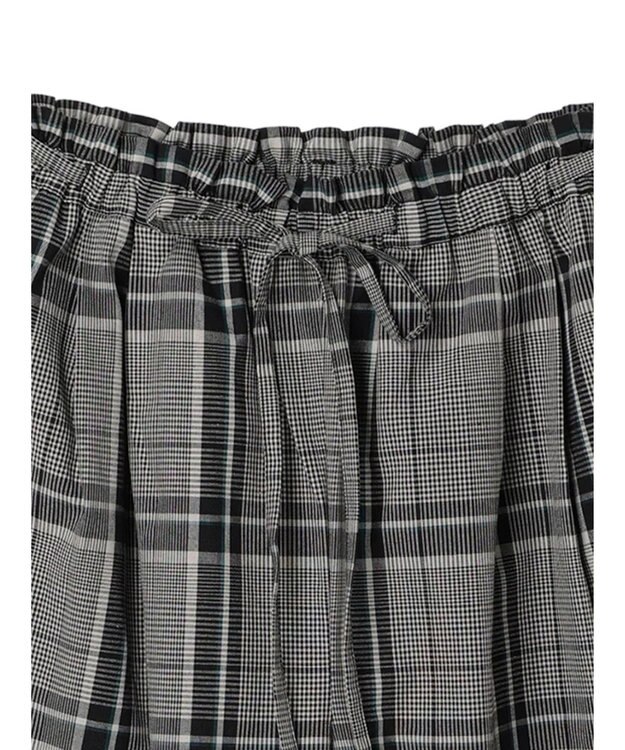 Green Parks 綿麻混バギーパンツ Check Black