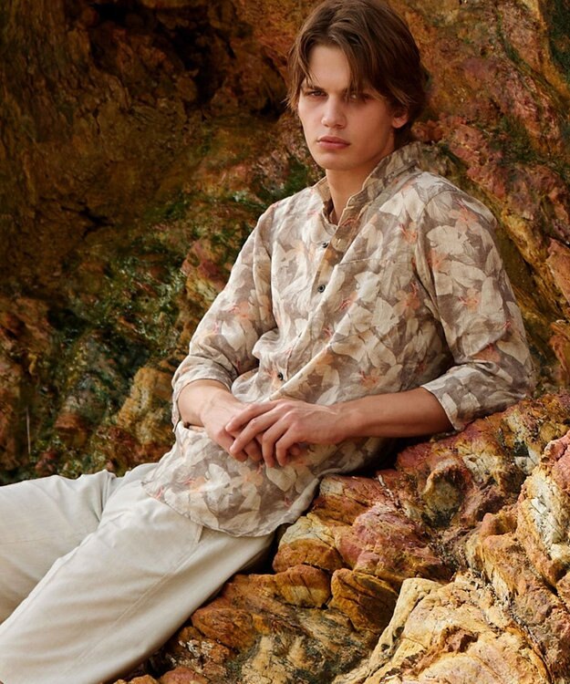 JOSEPH ABBOUD 【ウエストも伸びる/清涼/ストレッチ】ストレッチリネンシャンブレーショートパンツ アイボリー系