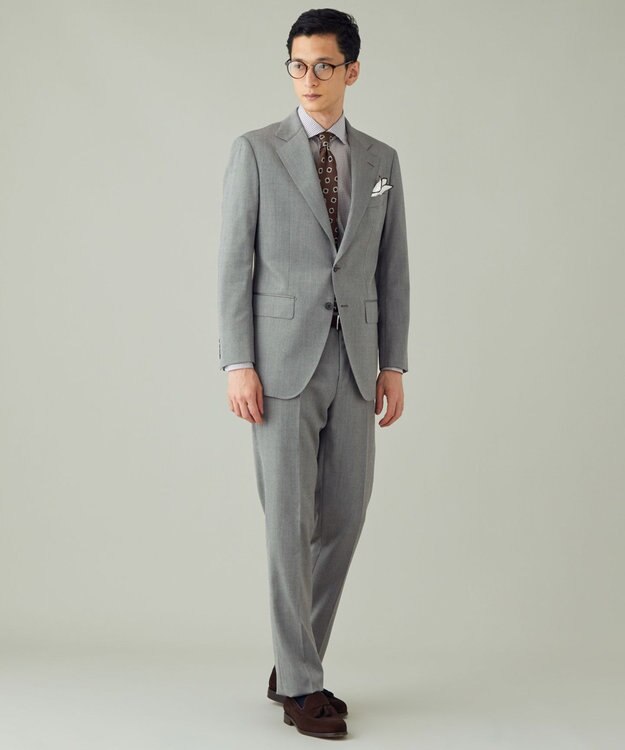 GOTAIRIKU 【御幸毛織】ニュージーランドメリノSuper120'sツイル スーツ グレー系1