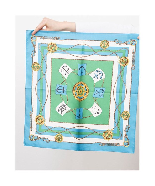 UNBILLION カカトゥ kakatoo / マリンガーランド柄シルクスカーフ ブルー