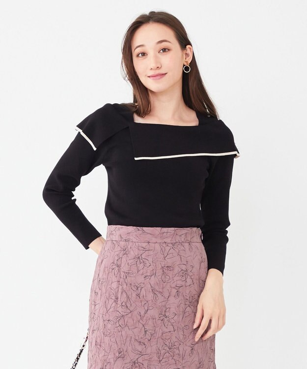 ANY SIS 【洗える】フレアカラープルオーバー ブラック