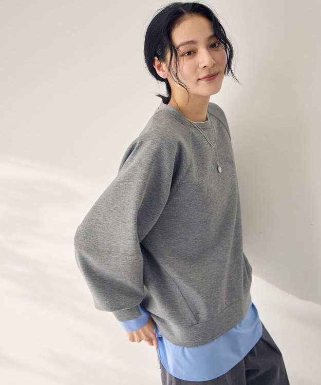 ANY L ロゴ刺繍ダンボールトレーナー グレー