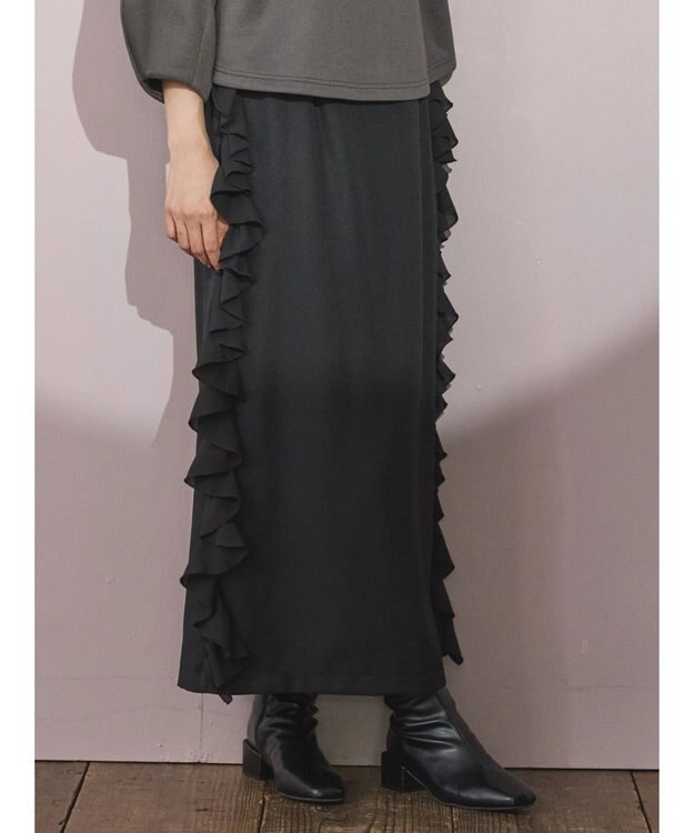 Green Parks ■ＥＳＣＡＲ　サイドラッフルナロースカート Black