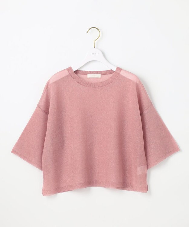 ANY SIS L 【洗える】シアー ニットT ベリーピンク