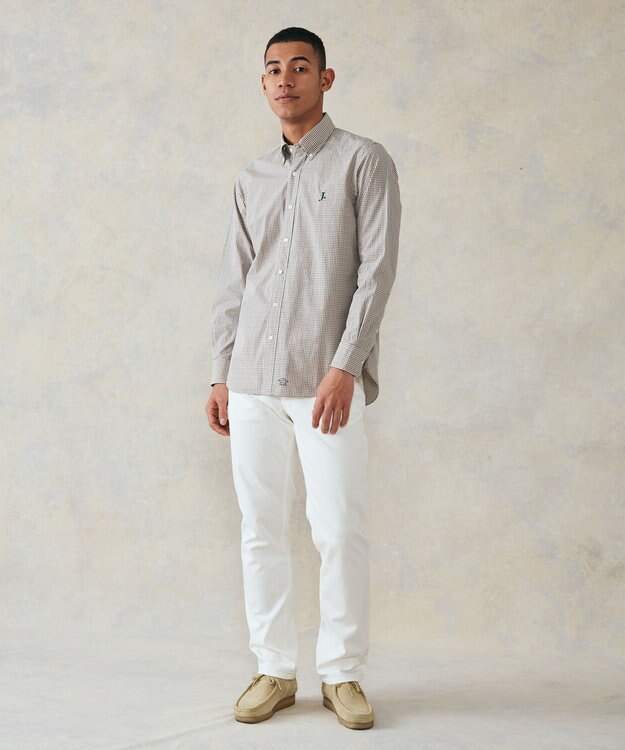 J.PRESS MEN 【WEB限定】ポプリンチェック J刺繍 シャツ/B.D アイボリー系3