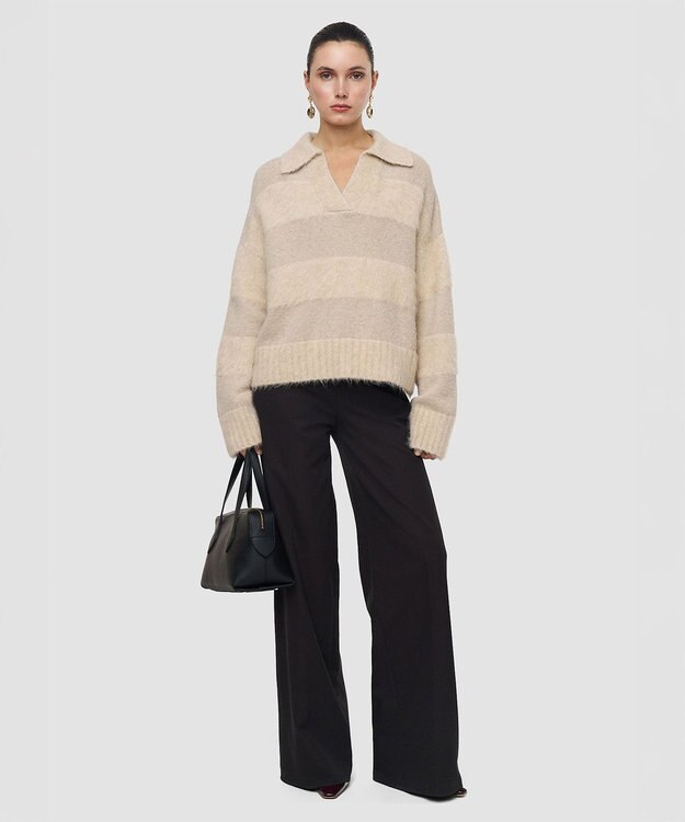 JOSEPH ブラッシュドストライプニット Powder