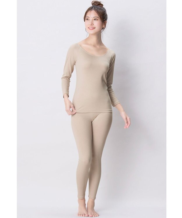 Wing あったかインナー オーガニックコットン混  やわらかくやさしい肌ざわり 【綿の贅沢オーガニック】 綿混 ボトム 足首丈 秋 冬 ER4831 ウイング／ワコール ベージュ