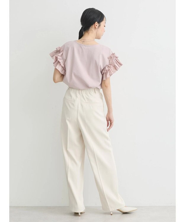 earth music&ecology フリルスリーブカットソー Pink Beige