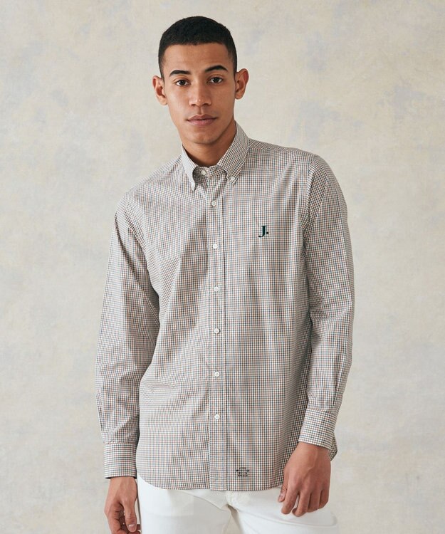 J.PRESS MEN 【WEB限定】ポプリンチェック J刺繍 シャツ/B.D