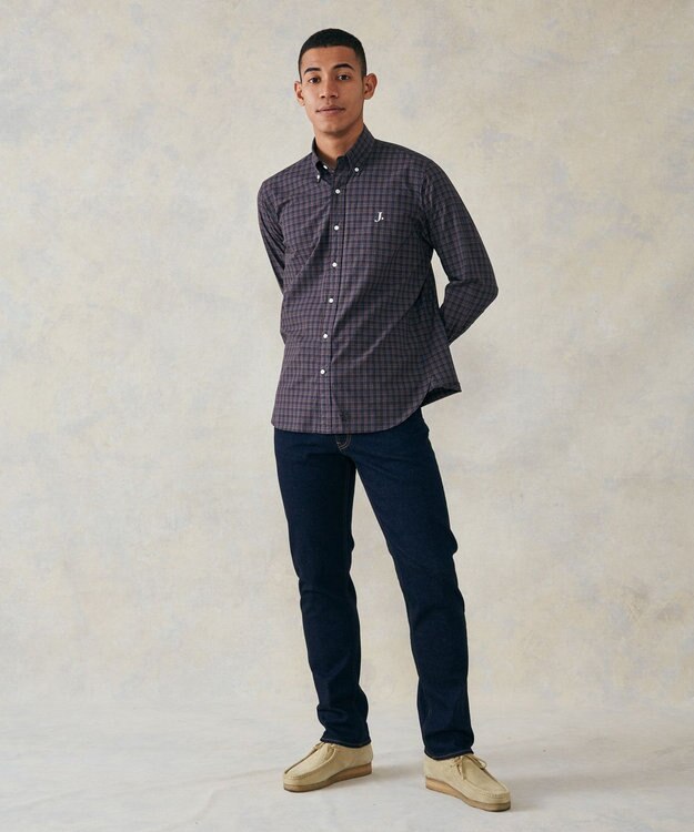 J.PRESS MEN 【WEB限定】ポプリンチェック J刺繍 シャツ/B.D ネイビー系3