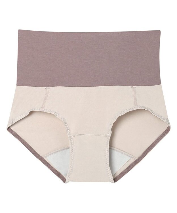 une nana cool 綿ベア天竺 カラーブロッキング おなかすっぽりサニタリーショーツ ナチュラル