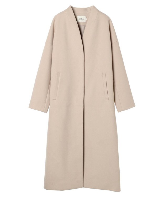 earth music&ecology Ｖネックノーカラーコート Light Beige