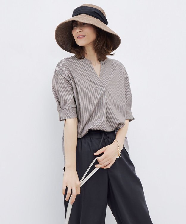 自由区 S 【カタログ掲載・洗える】フルダルスパンマイクロピーチワイドストレート パンツ ブラック