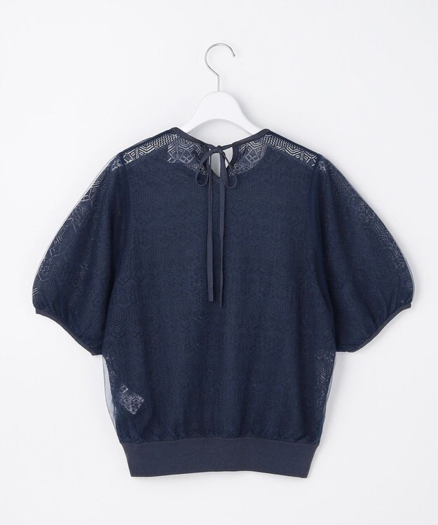 自由区 【カトリエムブーケ】Un pull en dentelle シアーニットプルオーバー ネイビー