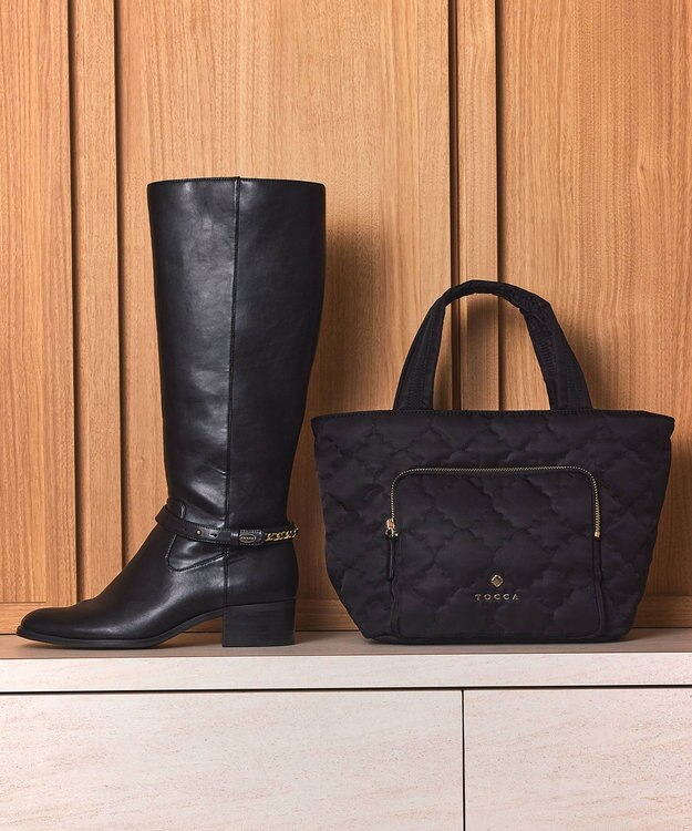 TOCCA 【撥水】CHECKER CLOVER QUILT BAG トートバッグ ブラック系