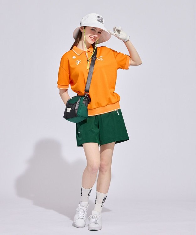 PW CIRCULUS 【WOMEN】ミニワッフル鹿の子ポロ ゴルフウェア レディース オレンジ系