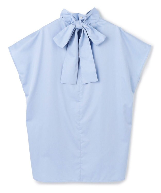 uncrave ブロードクロス ボウタイブラウス サックス