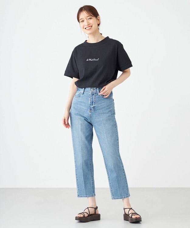 SHARE PARK LADIES センタープレスストレートデニム インディゴ