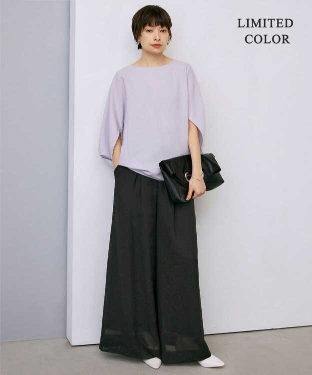 ICB 【新色追加・WEB限定カラーあり・UVケア・接触冷感・速乾・防シワ・洗える】FluidBackSatin ドルマンスリーブブラウス パールグレー系［WEB限定］