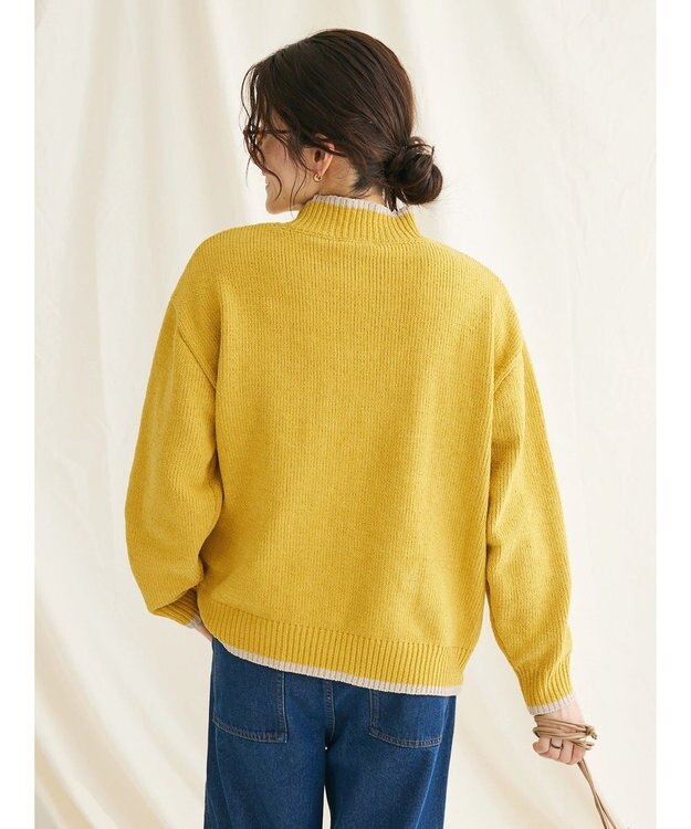 CRAFT STANDARD BOUTIQUE 洗えるモールニット配色プルオーバー Mustard