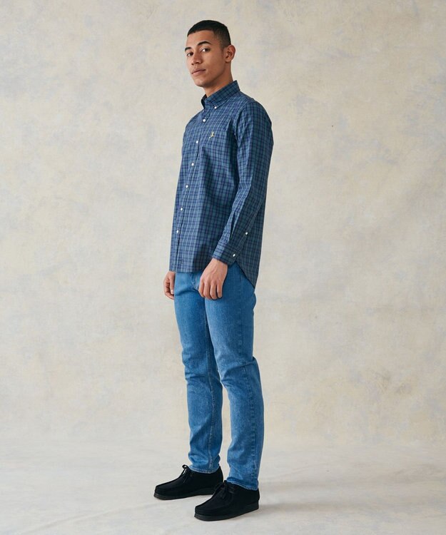 J.PRESS MEN 【WEB限定】ポプリンチェック J刺繍 シャツ/B.D グリーン系3