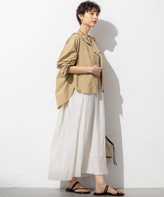 23区 S 【SLOW/一部店舗限定】UVカット/撥水/接触冷感 ナイロンタスランタフタ ライトブルゾン ベージュ系