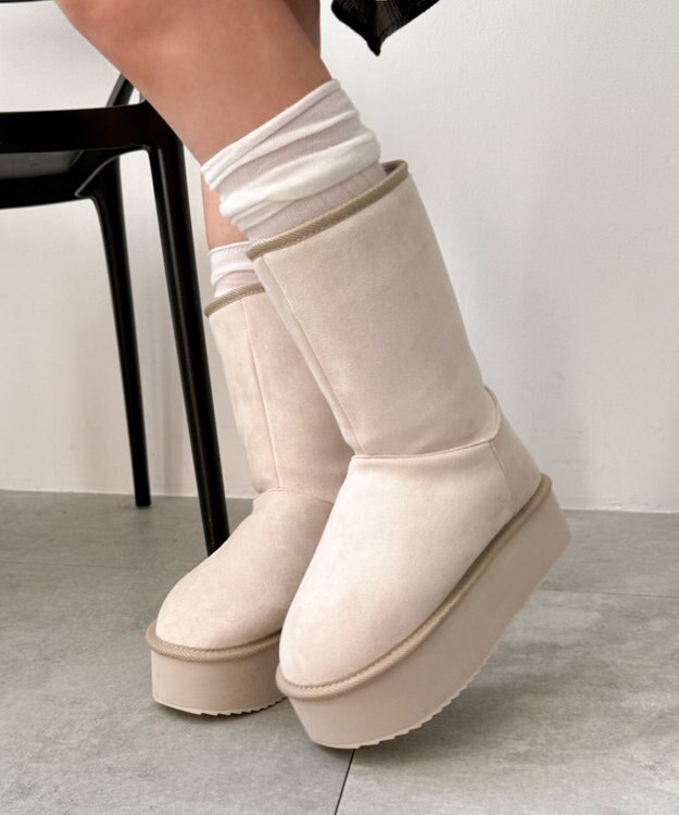 WEGO 【暖かい】2wayムートンタッチブーツ ライトベージュ