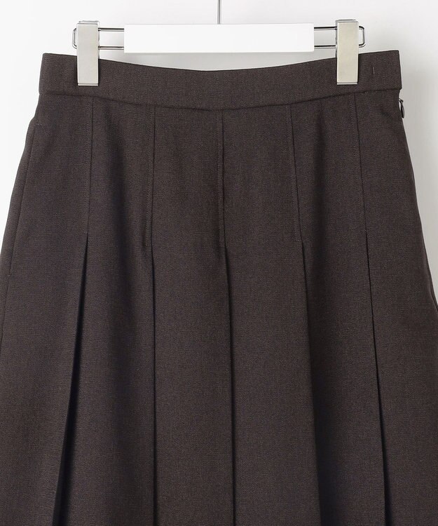 自由区 S 【セットアップ対応】リネンライクシンセティックタック スカート ダークブラウン