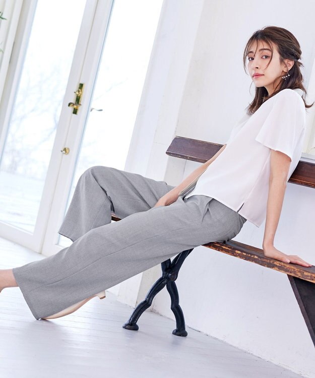 Tiaclasse 【新色追加・洗える】ストレートワイドパンツ チャコールグレー