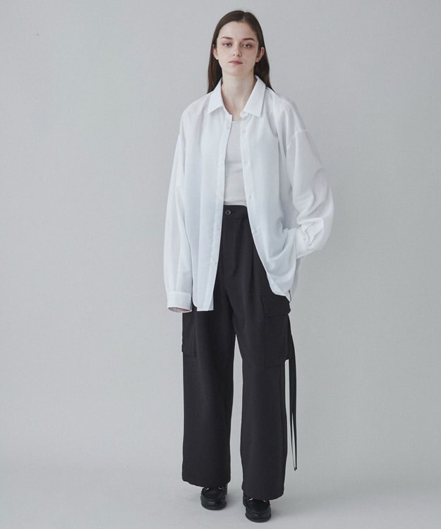 WEGO 【ユニセックス着用ITEM/SMLサイズ展開/冷房対策/紫外線対策】シアーBIGシャツ ホワイト