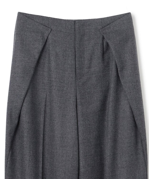 BEIGE， TERNES / 変形タックウールワイドパンツ Md.Gray