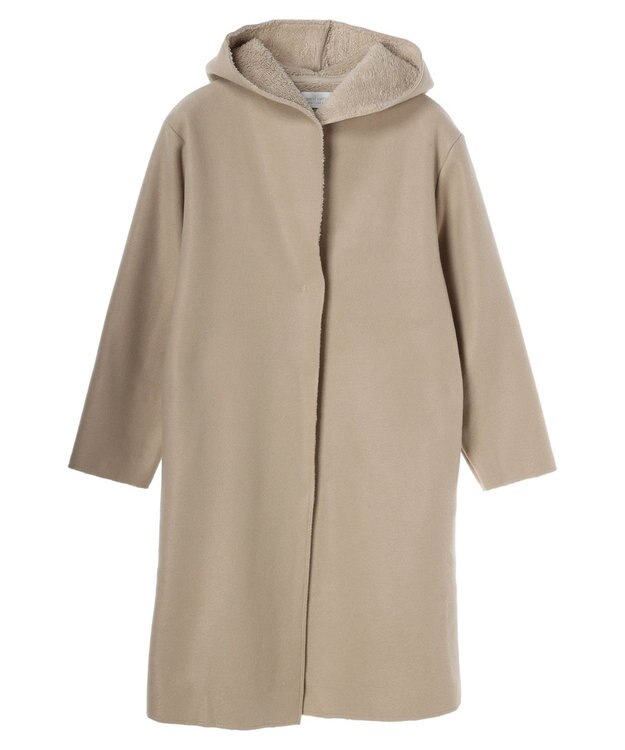 Green Parks フード付き裏ボアロングコーディガン Beige