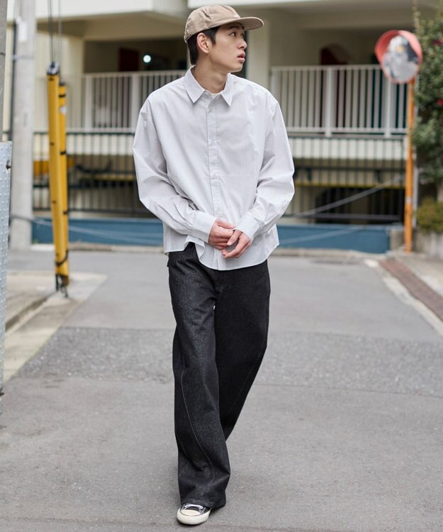 WEGO 【ユニセックス着用ITEM】カバーフィットフラップデニムパンツ デニムブラック