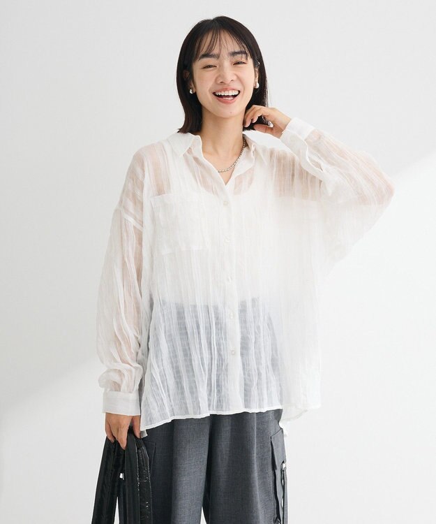 Green Parks シアーワッシャーロングスリーブシャツ Off White