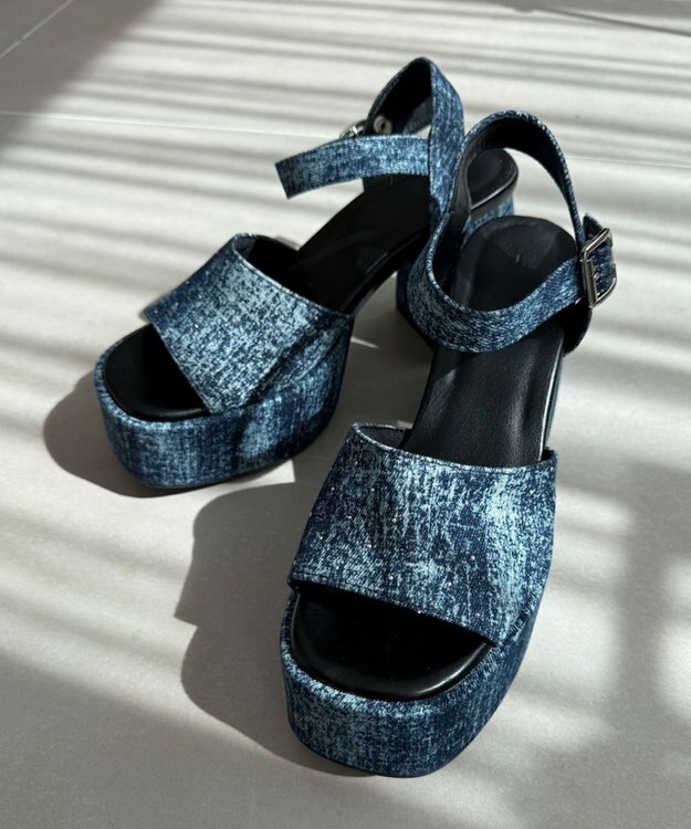 WEGO ストーム付きヒールサンダル デニム