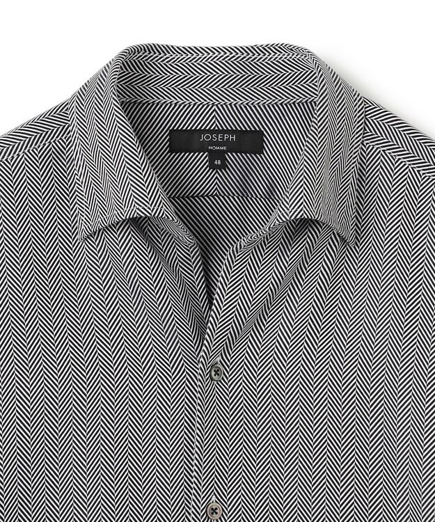 JOSEPH HOMME 【洗える】ツイルへリンボンクレイジー　ドレスシャツ ブラック系1