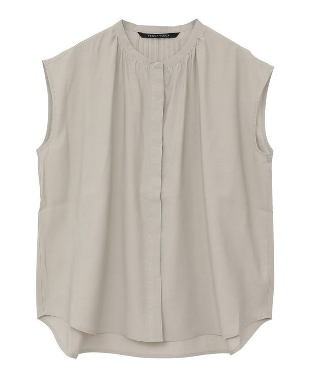 YECCA VECCA 【接触冷感】COOLバックピンタックブラウス Gray Beige