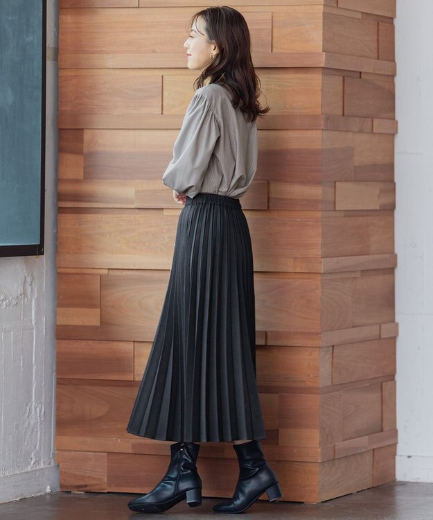 ANY 【14色展開/洗える】ウーリッシュ プリーツスカート ネイビー