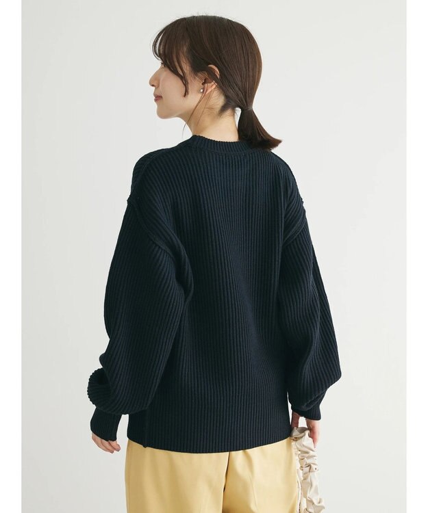 Green Parks 洗える　アゼ編みニットプルオーバー Dark Navy