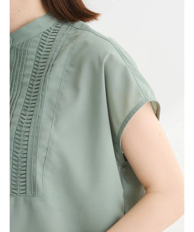 Green Parks ・ＥＬＥＮＣＡＲＥ　ＤＵＥ　ピンタックフレンチブラウス Khaki