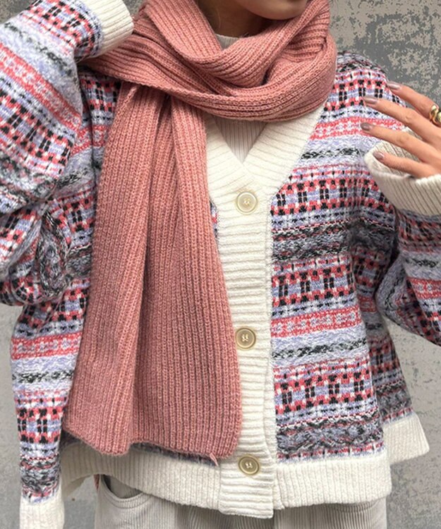 OP／FILA 【OP】ジャガードニットカーディガン パープル