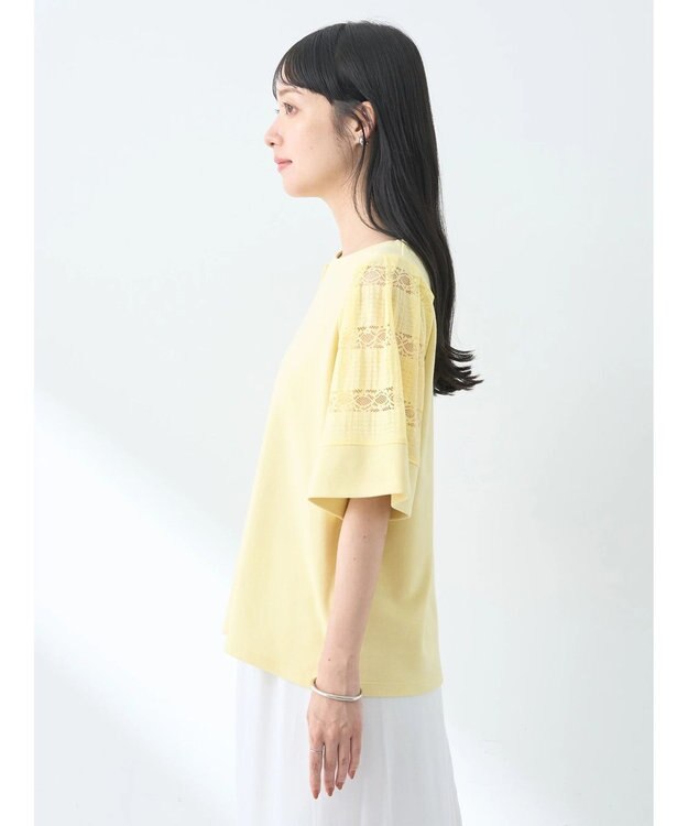 earth music&ecology フレア袖レースプルオーバー Light Yellow