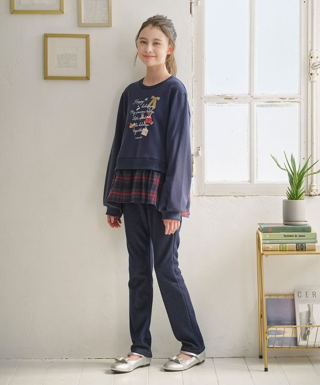 組曲 KIDS 【150-160㎝】 シャギーデニムパンツ ネイビー