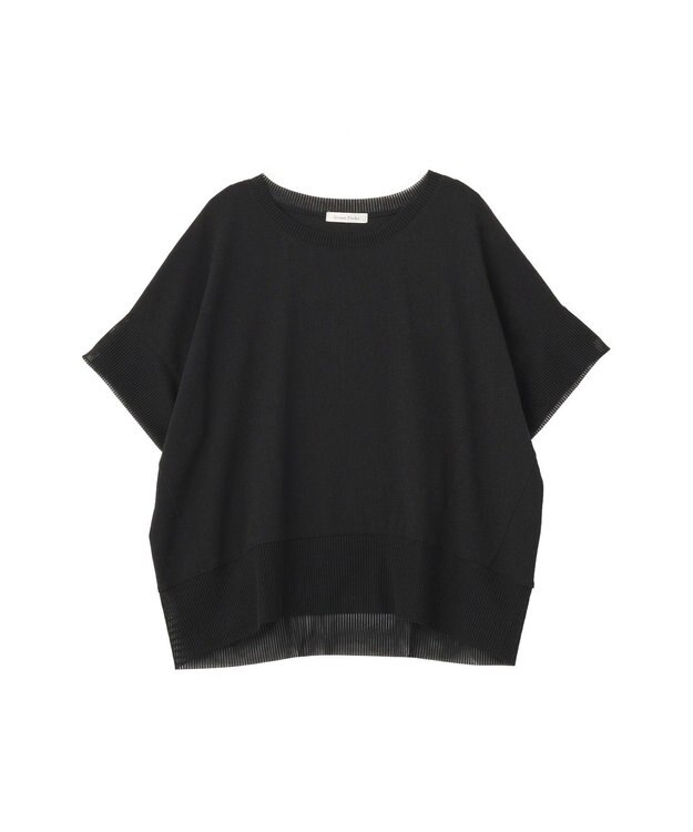 Green Parks シアーリブ切替楊柳プルオーバー Charcoal Gray