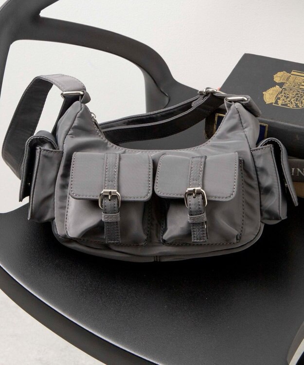 WEGO 金具デザインポケットショルダー グレー