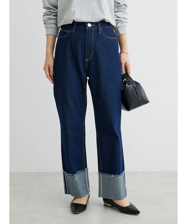 Green Parks ロールアップストレートデニムパンツ One Wash